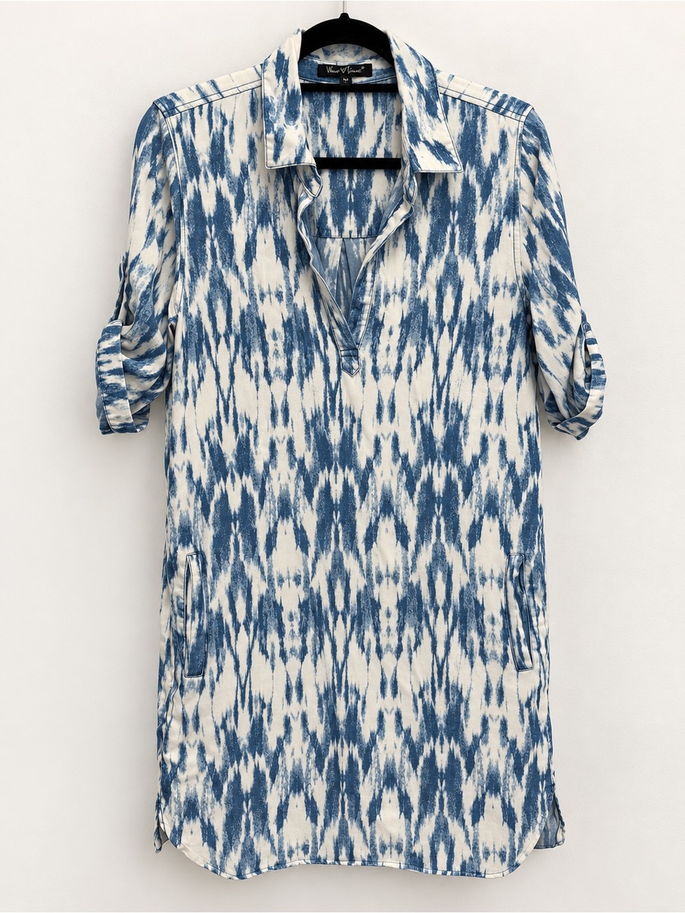Velvet Heart Blue and White Ikat Tunic Dress | Size 8